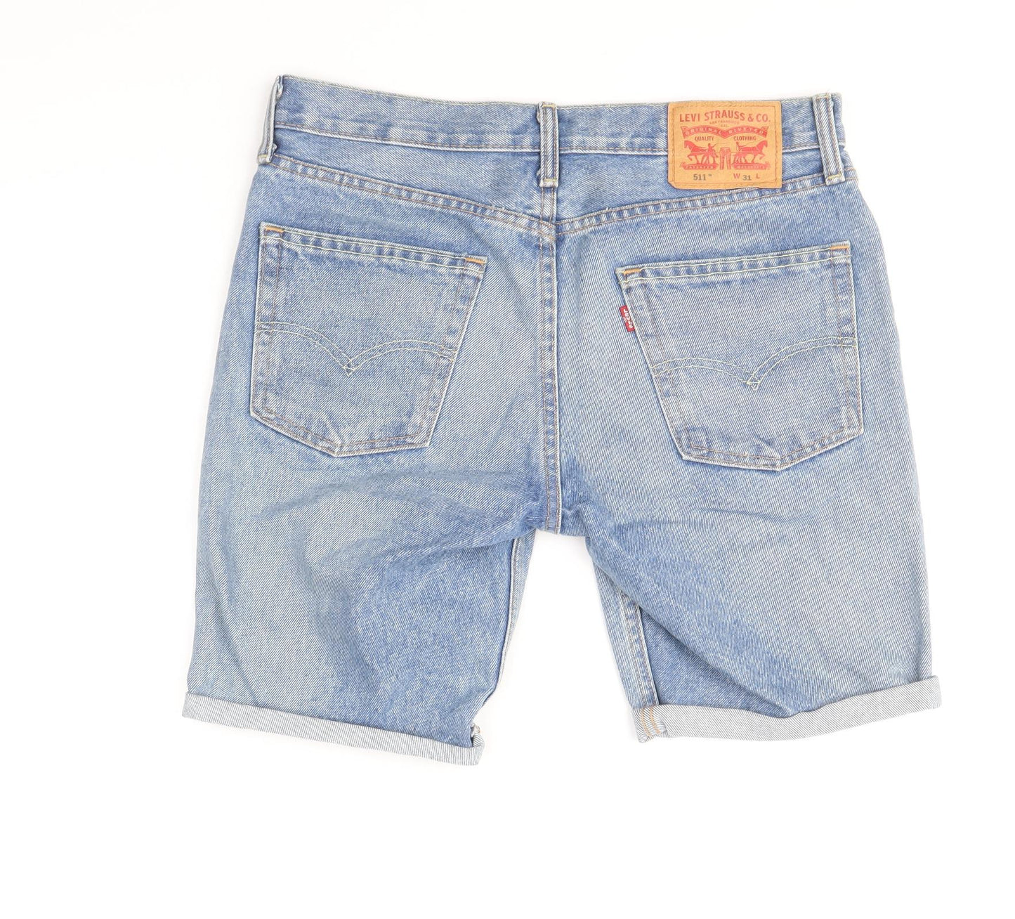 Levis Mens Blue Cotton Bermuda Shorts Size 34 in Regular Zip