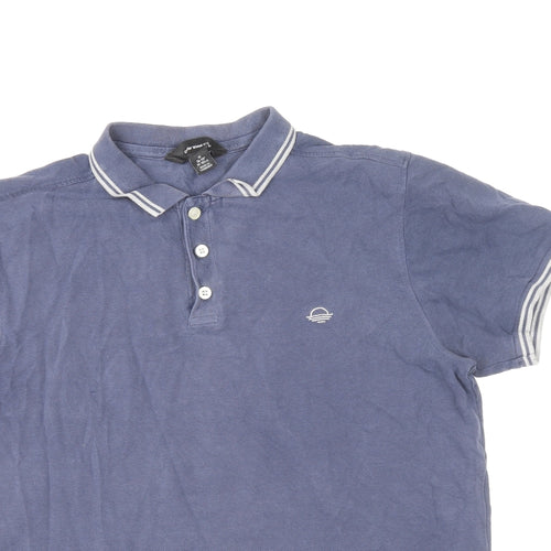 Cedar Wood State Mens Blue Cotton Polo Size M Collared Button