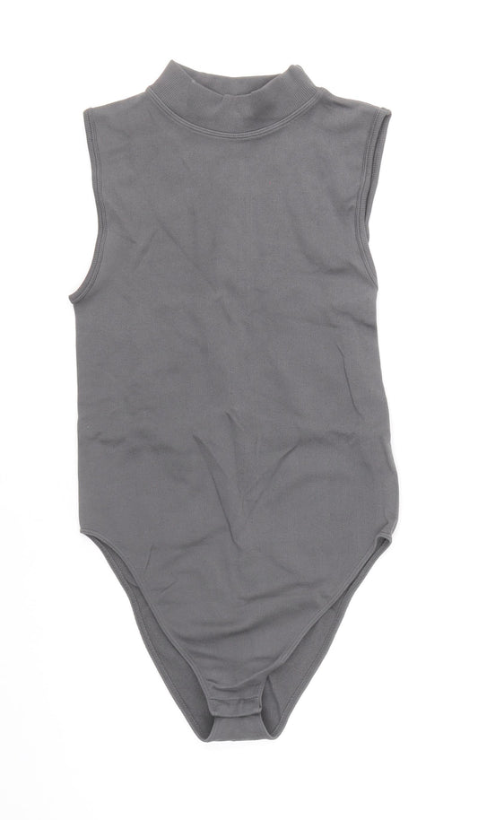 Primark Womens Grey Nylon Bodysuit One-Piece Size S Snap