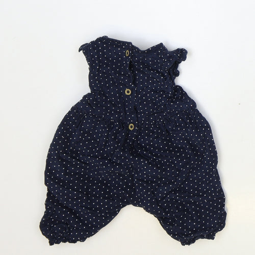 NEXT Girls Blue Polka Dot 100% Cotton Romper One-Piece Size 0-3 Months Button