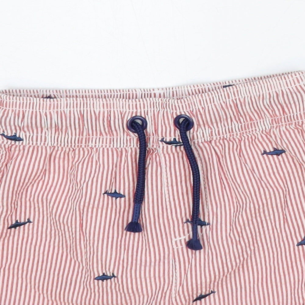 George Boys Red Striped Cotton Bermuda Shorts Size 2-3 Years Regular Tie - Swim Shorts