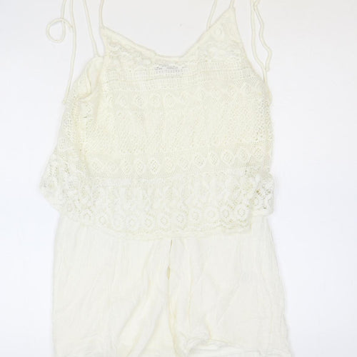 Select Womens Ivory Polyester Playsuit One-Piece Size 10 Button