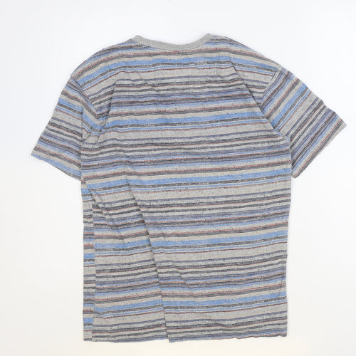 Cargo Bay Womens Multicoloured Striped Cotton Basic T-Shirt Size S V-Neck