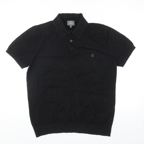 Peter Werth Mens Black Acrylic Polo Size M Collared Button