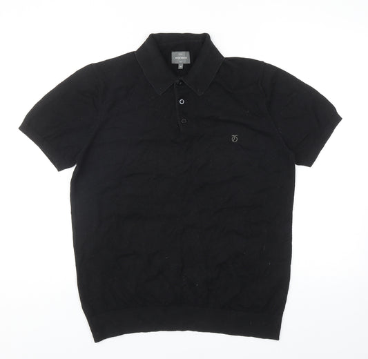 Peter Werth Mens Black Acrylic Polo Size M Collared Button