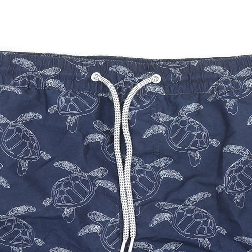 Threadbare Mens Blue Geometric Polyester Sweat Shorts Size S Regular Drawstring - Turtle Print Swim Shorts