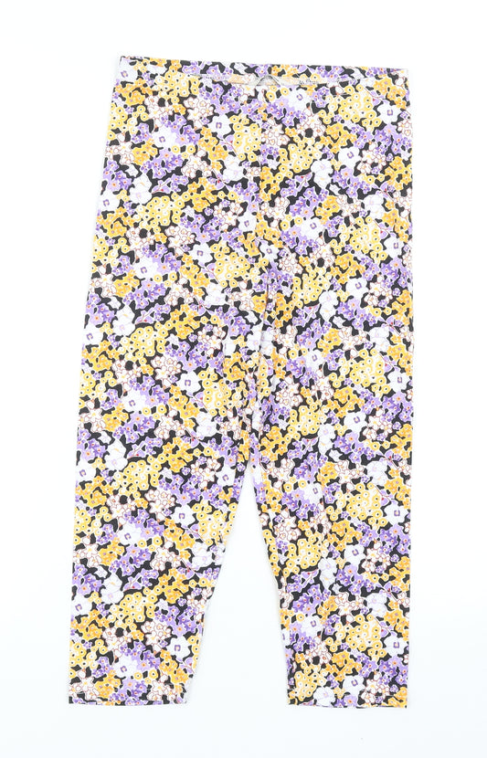 TU Womens Multicoloured Geometric Cotton Cropped Leggings Size 12