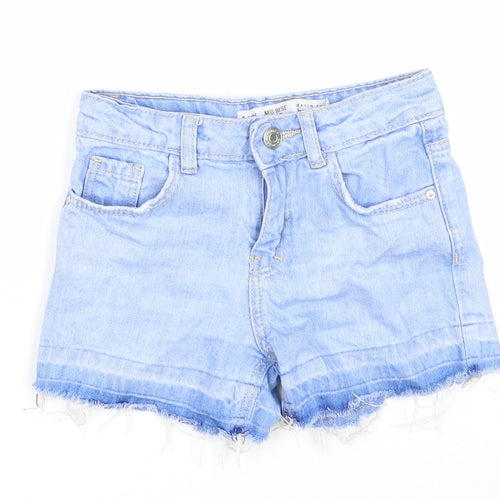 Denim & Co. Girls Blue Cotton Hot Pants Shorts Size 5-6 Years Regular Zip