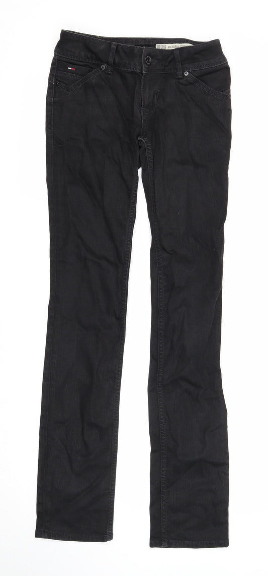 Hilfiger Denim Mens Black Cotton Skinny Jeans Size 26 in L34 in Regular Zip