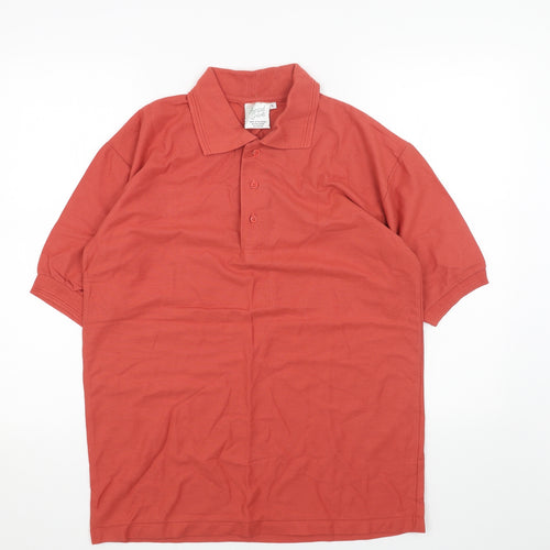 Armando Mens Red Cotton Polo Size L Collared Button