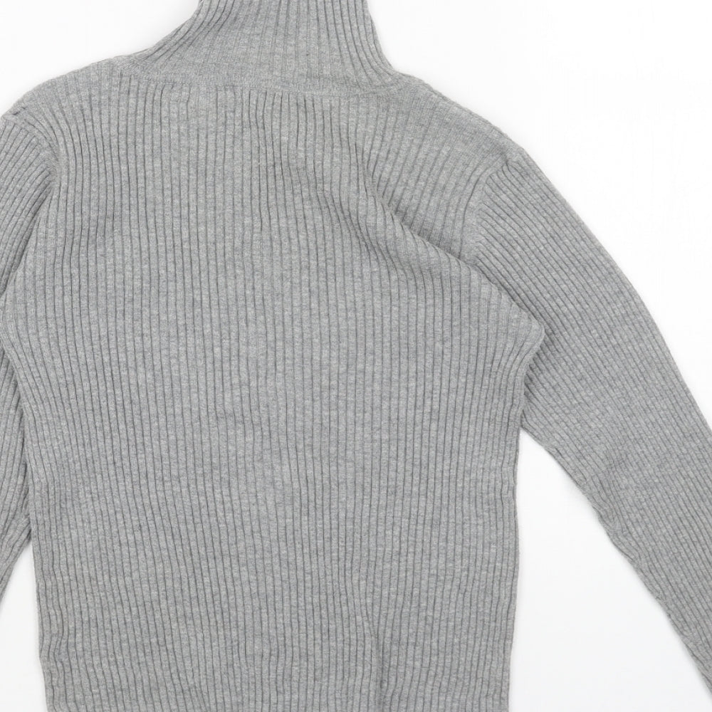 NEXT Girls Grey High Neck Cotton Pullover Jumper Size 11 Years Pullover