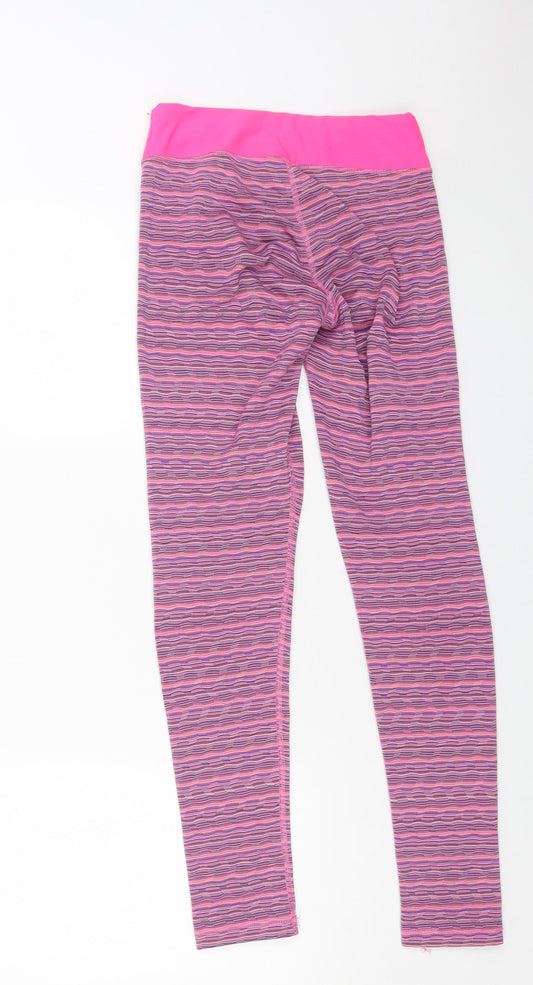 Preworn Womens Pink Geometric Polyester Compression Leggings Size 12 L26 in Regular Pullover