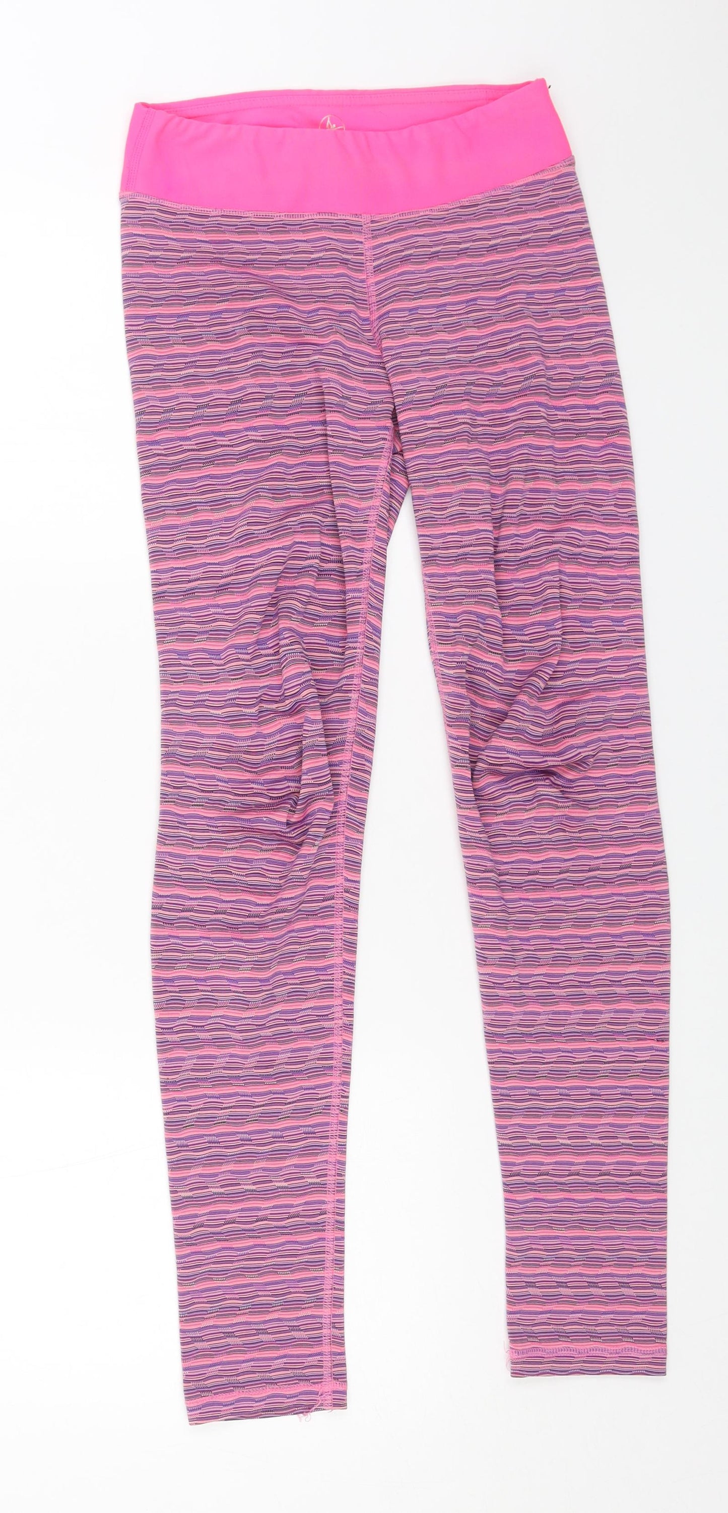 Preworn Womens Pink Geometric Polyester Compression Leggings Size 12 L26 in Regular Pullover