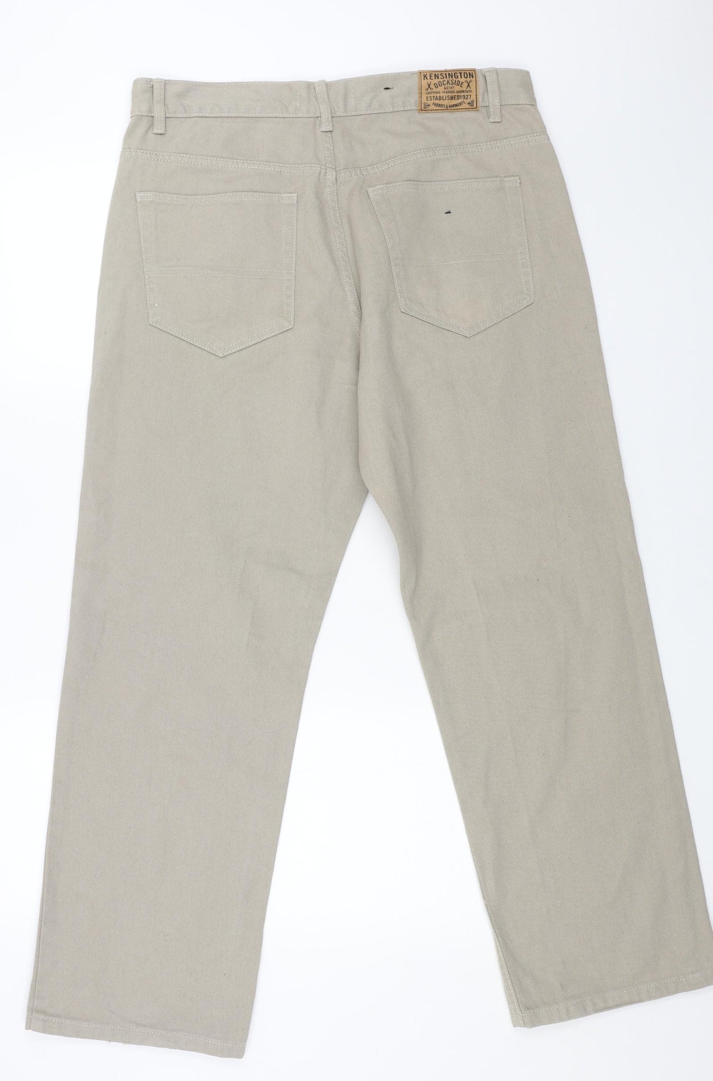 Kensington Mens Beige Cotton Straight Jeans Size 36 in L29 in Regular Button