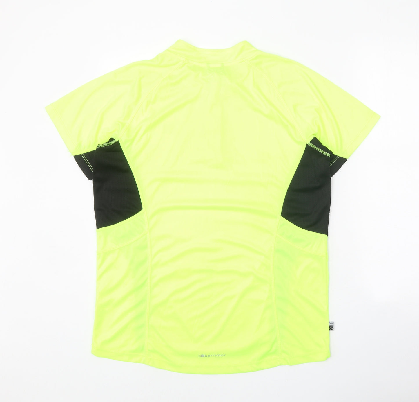 Karrimor Womens Green Polyester Basic T-Shirt Size 18 Round Neck Zip - Neon