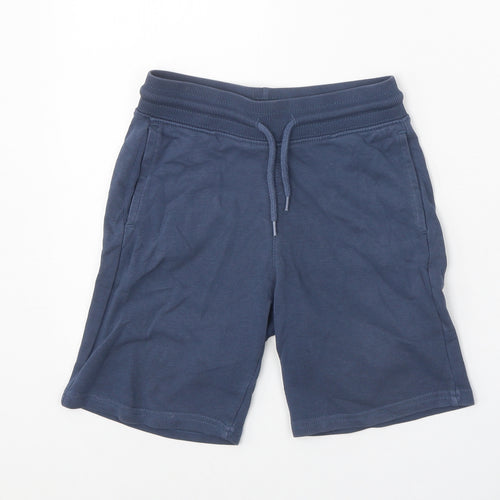 H&M Boys Blue Cotton Sweat Shorts Size 8-9 Years Regular Tie
