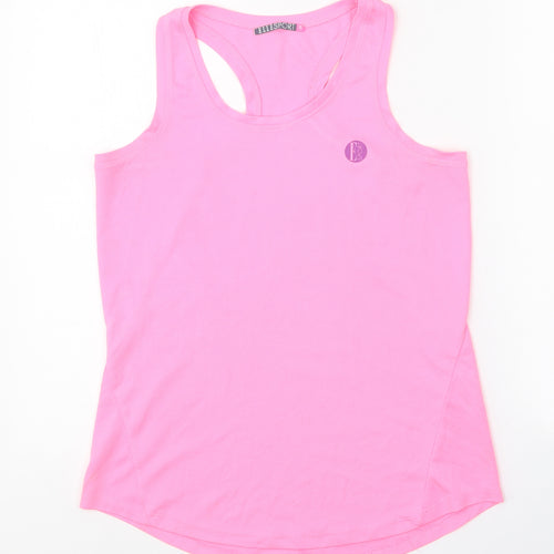 ELLE Womens Pink Polyester Basic Tank Size 10 Scoop Neck Pullover - Racerback