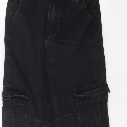 SheIn Girls Black Cotton Straight Jeans Size 11-12 Years Regular Zip