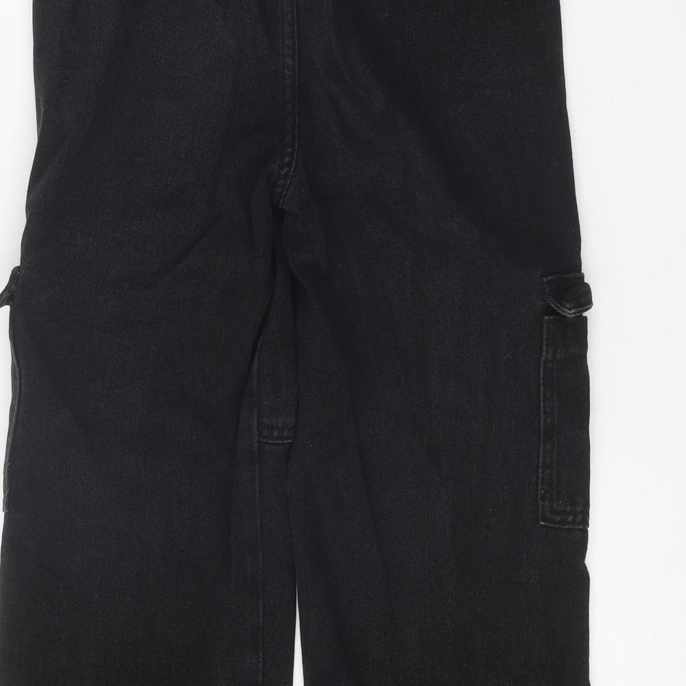 SheIn Girls Black Cotton Straight Jeans Size 11-12 Years Regular Zip