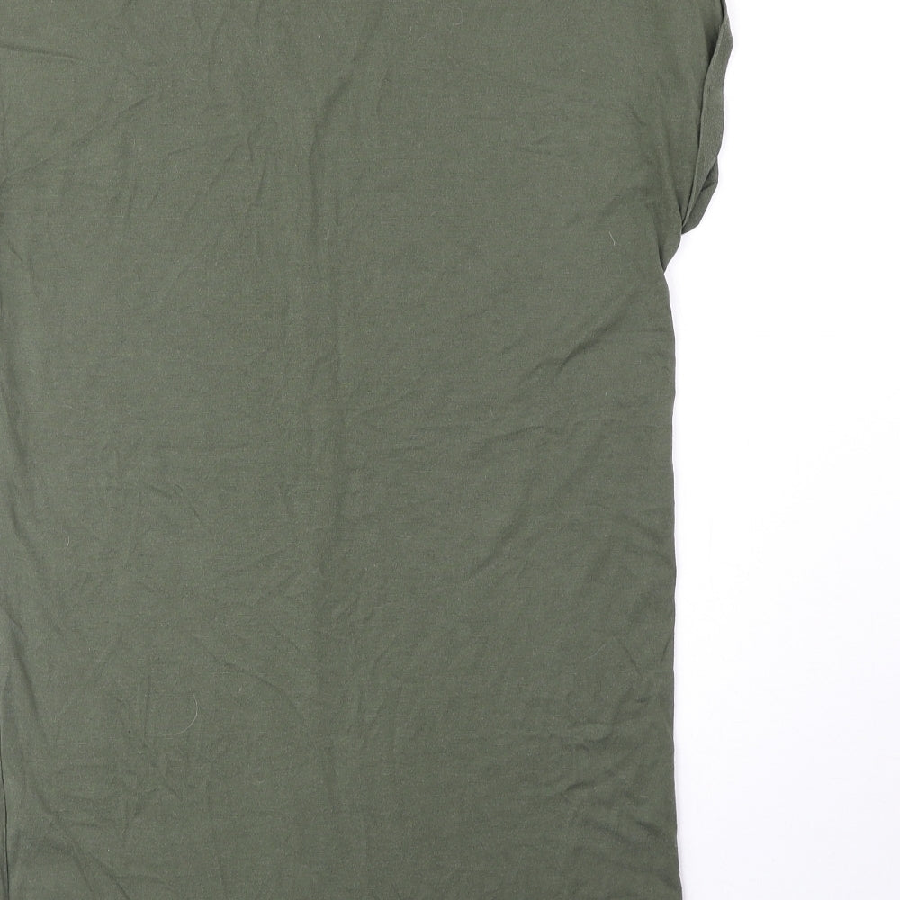 Topman Mens Green Polyester T-Shirt Size M Round Neck