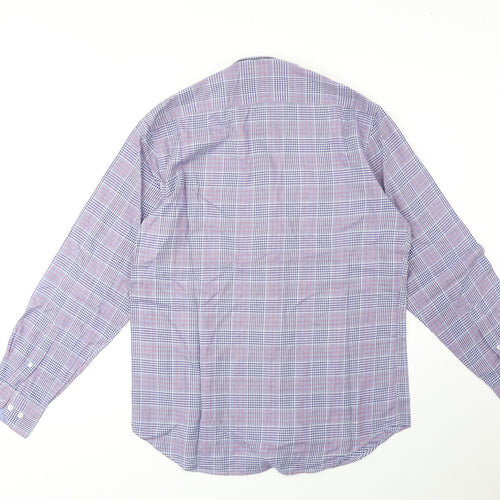 TAILORBYRD Mens Purple Geometric Cotton Dress Shirt Size M V-Neck Button