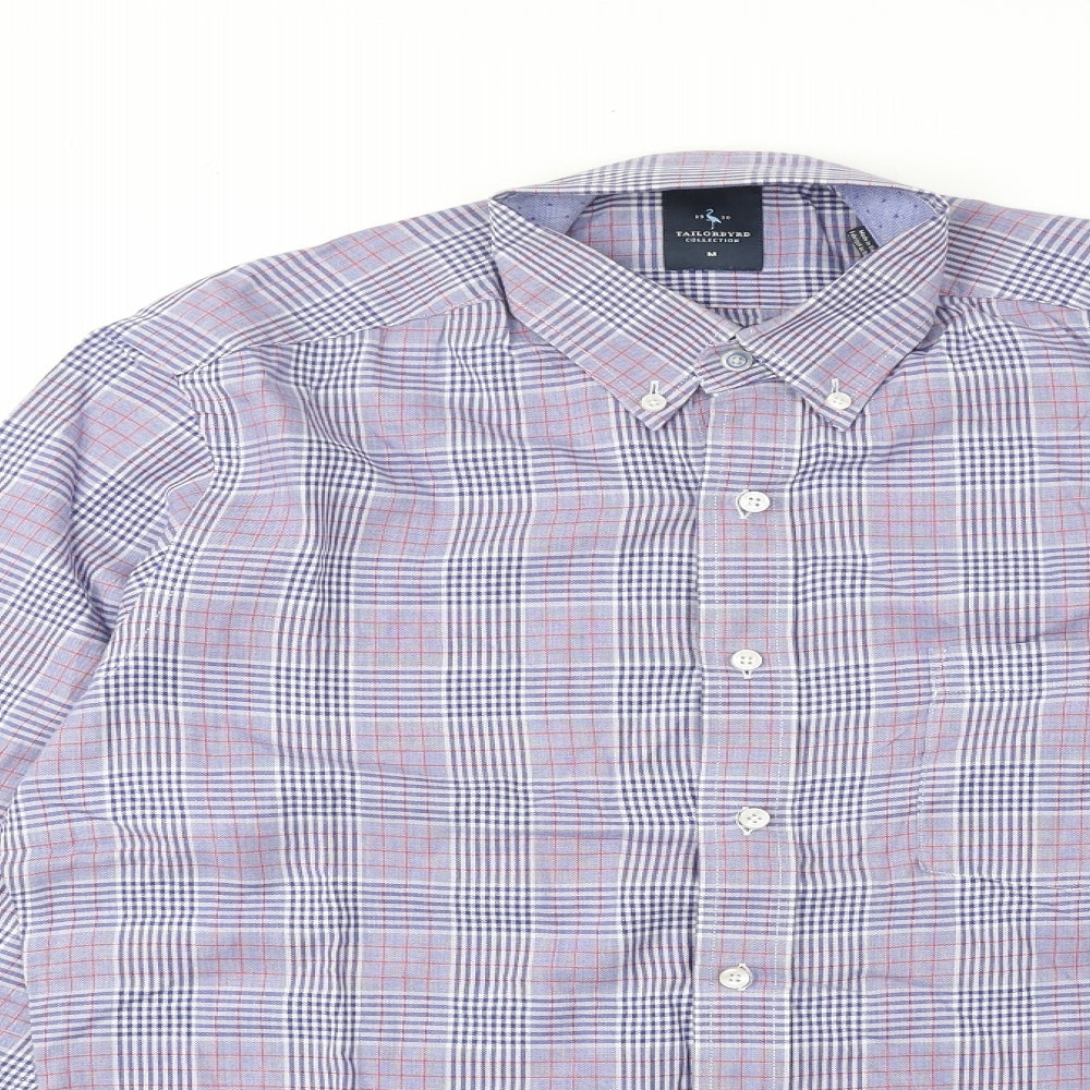 TAILORBYRD Mens Purple Geometric Cotton Dress Shirt Size M V-Neck Button