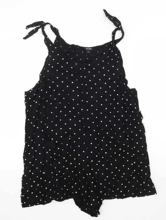 Monki Womens Black Polka Dot Viscose Jumpsuit One-Piece Size L Pullover