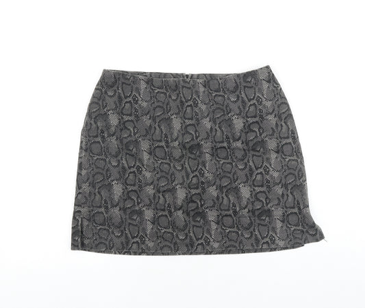 Star C.C.C Girls Grey Animal Print Cotton Mini Skirt Size 11 Years Regular Zip
