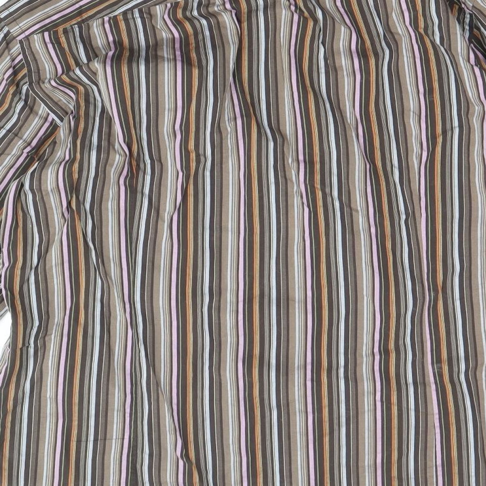 Burton Mens Multicoloured Striped Cotton Dress Shirt Size L Collared Button