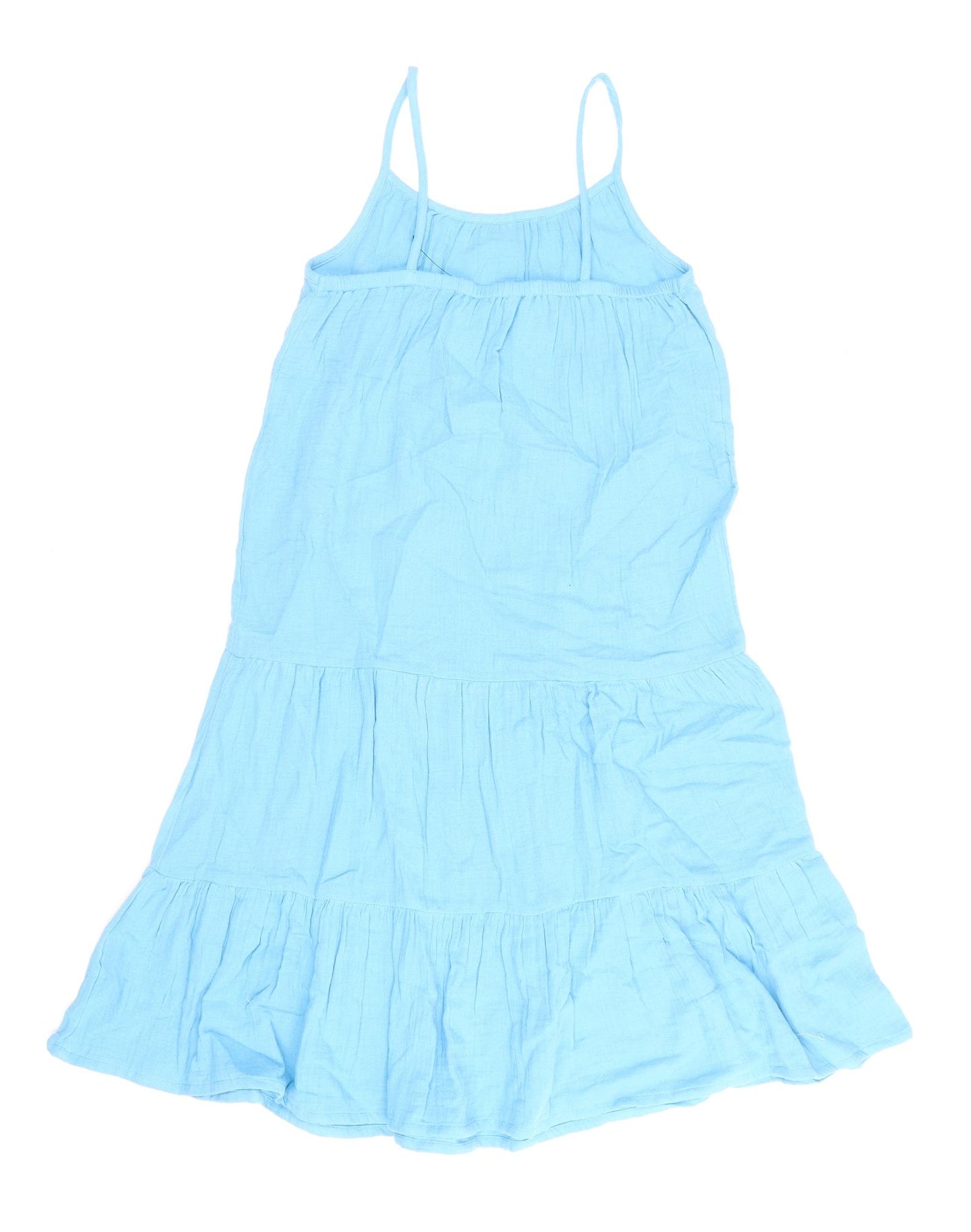 Marks and Spencer Girls Blue 100% Cotton T-Shirt Dress Size 8-9 Years Round Neck Pullover