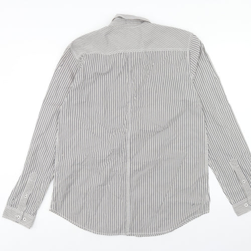 Peter Werth Mens Multicoloured Striped Cotton Button-Up Size L Collared Button