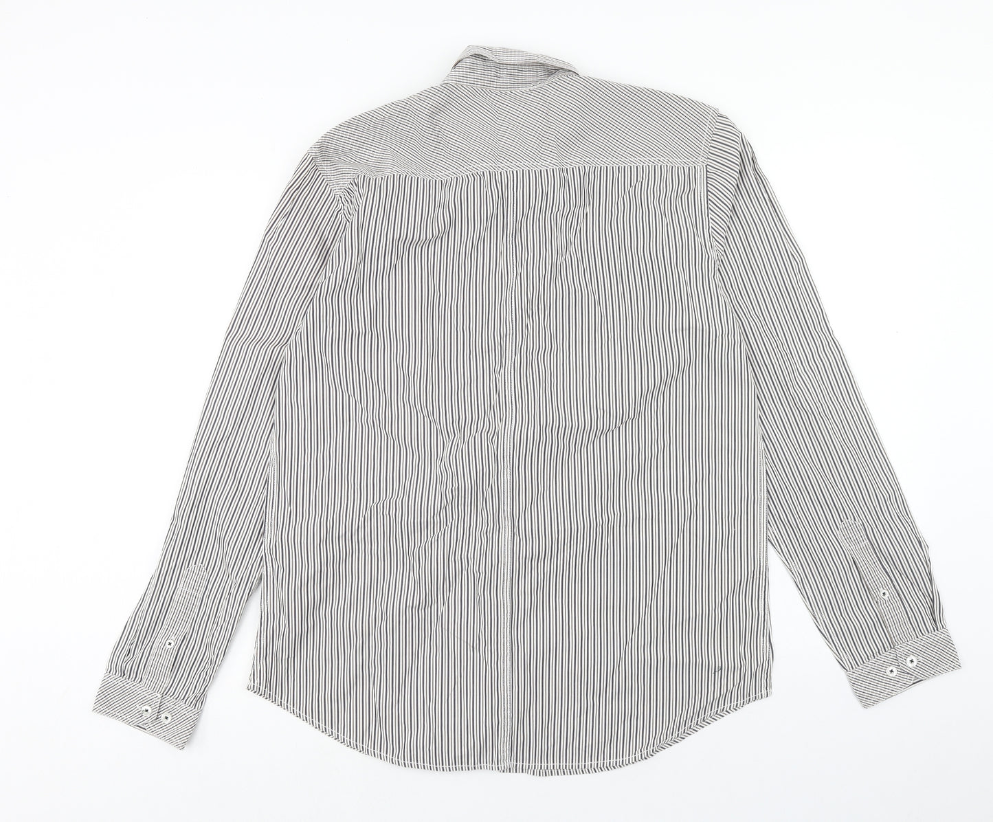 Peter Werth Mens Multicoloured Striped Cotton Button-Up Size L Collared Button