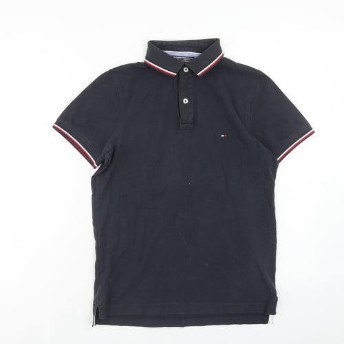 Tommy Hilfiger Mens Blue Cotton Polo Size S Collared Button