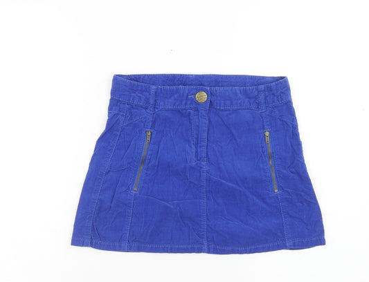 NEXT Girls Blue Cotton Cargo Skirt Size 12 Years Regular Zip