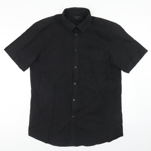 Taylor & Wright Mens Black Cotton Button-Up Size 16.5 Collared Button
