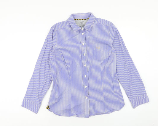 NEXT Mens Blue Striped Cotton Button-Up Size 16 Collared Button
