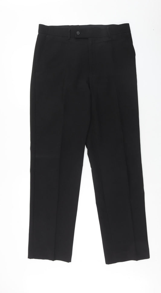 Debenhams Mens Grey Polyester Dress Pants Trousers Size 34 in L33 in Regular Hook & Eye - Long Length