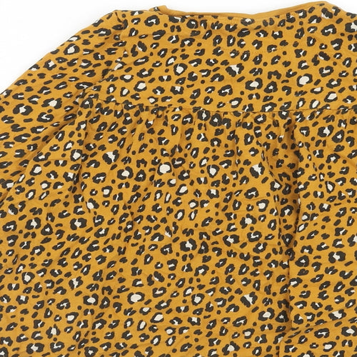 NEXT Girls Orange Animal Print Cotton T-Shirt Dress Size 2 Years Round Neck Pullover