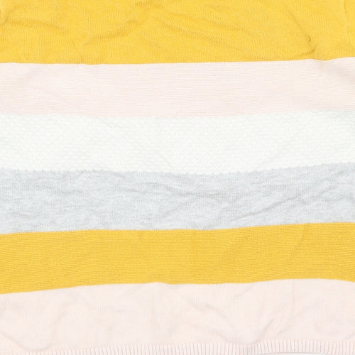 H&M Girls Multicoloured Round Neck Striped Cotton Henley Jumper Size 9-10 Years Pullover
