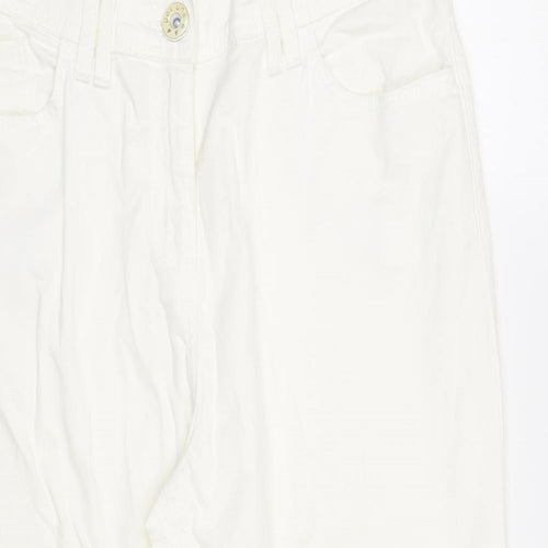 PerUna Womens White Cotton Capri Jeans Size 14 Regular Zip