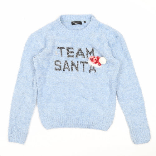 New Look Girls Blue Round Neck Polyester Pullover Jumper Size 12-13 Years Pullover - Team Santa