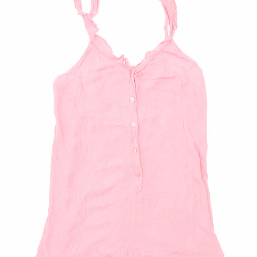 Topshop Womens Pink Solid Viscose Top One Piece Size M Button