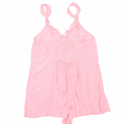 Topshop Womens Pink Solid Viscose Top One Piece Size M Button