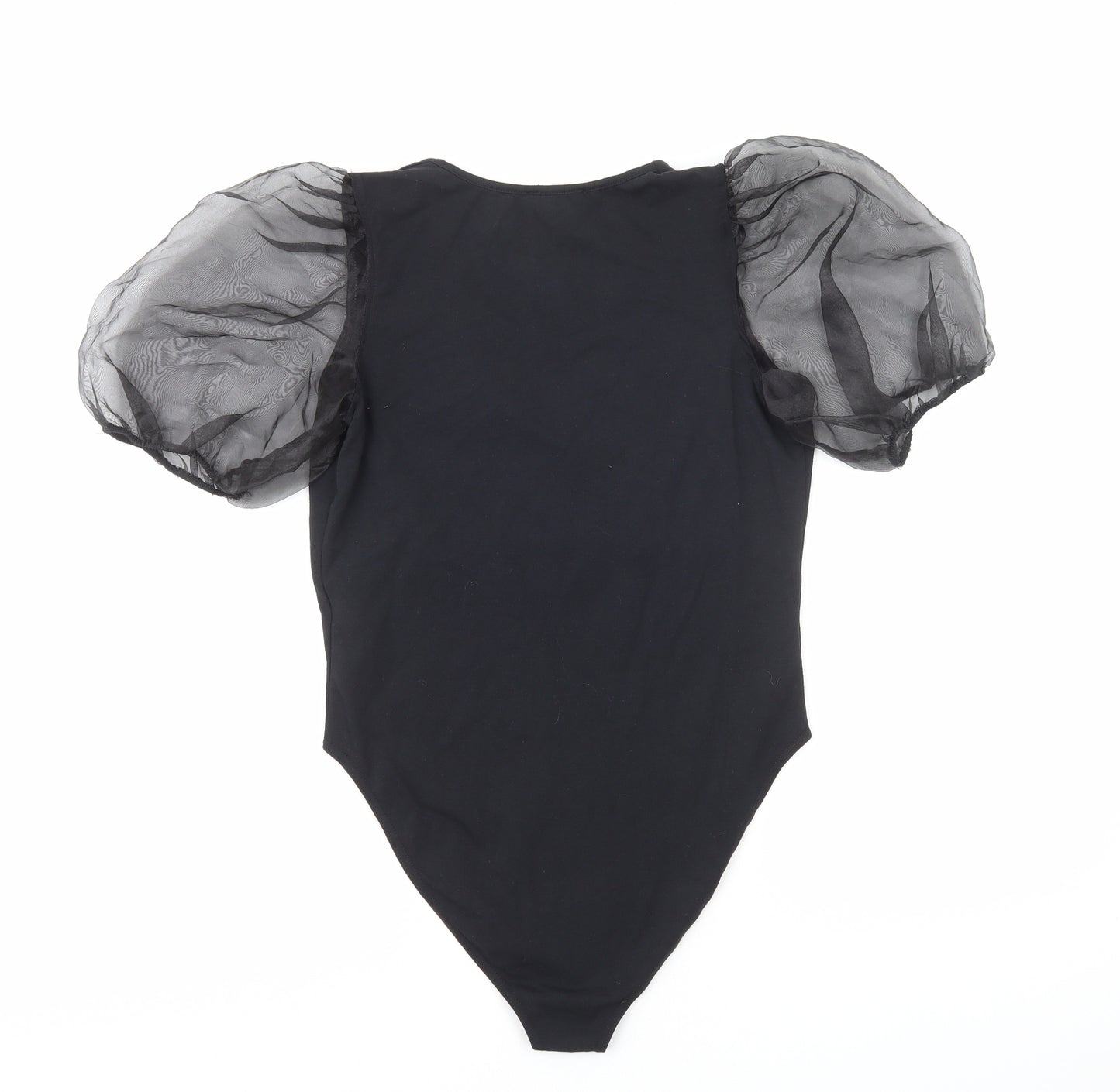 New Look Womens Black Cotton Bodysuit One-Piece Size 14 Snap