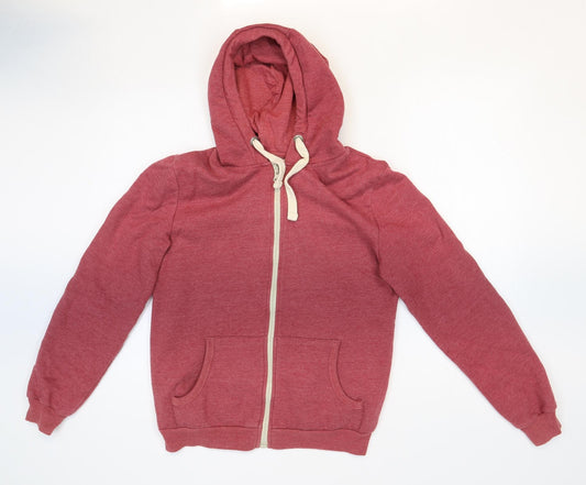 River Island Mens Red Cotton Full Zip Hoodie Size S