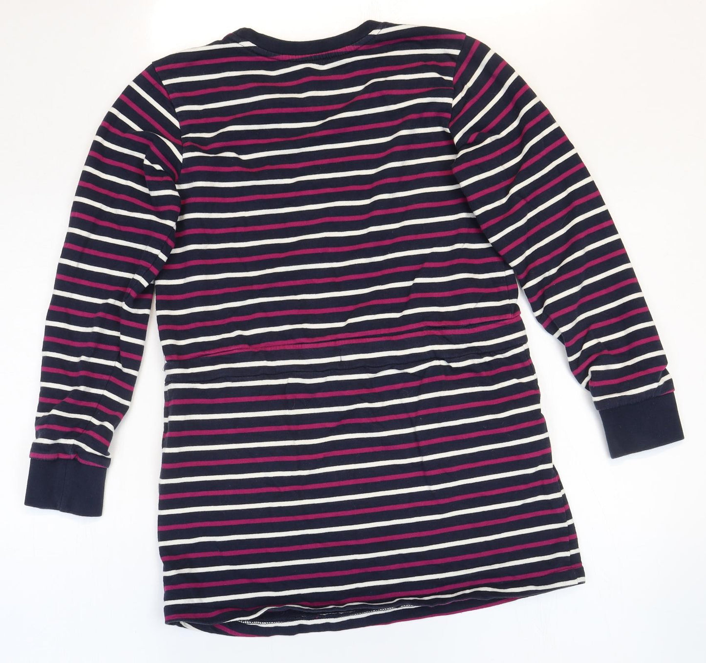 Lilly & Dan Girls Multicoloured Striped Cotton T-Shirt Dress Size 11-12 Years Round Neck Pullover