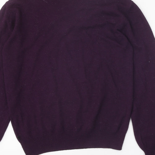 Peter Werth Womens Purple V-Neck Acrylic Pullover Jumper Size 10