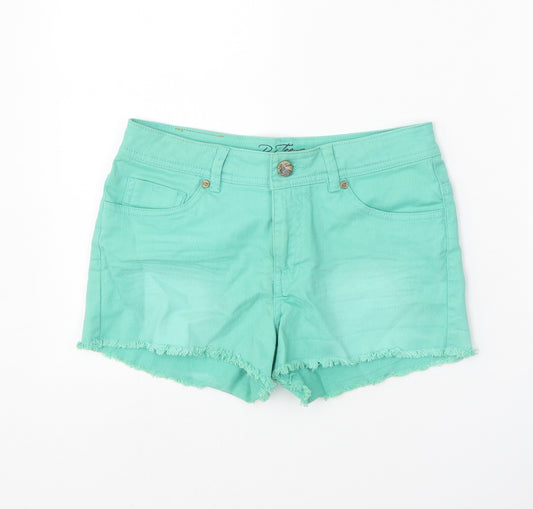 Ri Teens Girls Green Cotton Hot Pants Shorts Size 14 Years Regular Zip