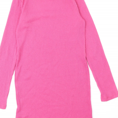 Primark Girls Pink Polyester T-Shirt Dress Size 10-11 Years Round Neck Pullover