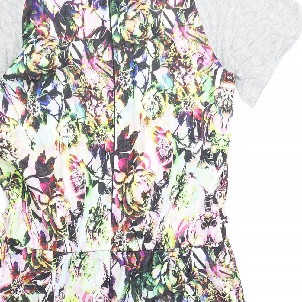 Warehouse Womens Multicoloured Floral Polyester Playsuit One-Piece Size 12 Zip